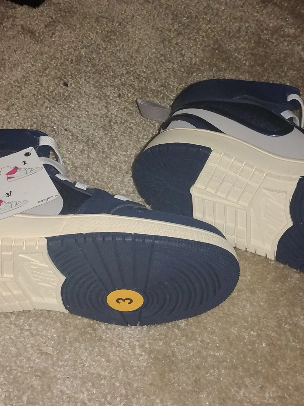 Jordan Boys Navy and White High-Top Sneakers
